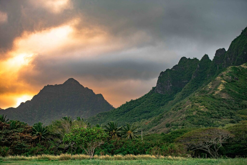 Hiking in Hawaii Sunset